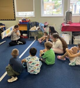 Children in a group learning